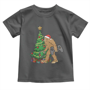 Bigfoot Gamer Christmas Toddler T Shirt Funny Sasquatch Gaming Xmas TS14 Dark Heather Print Your Wear