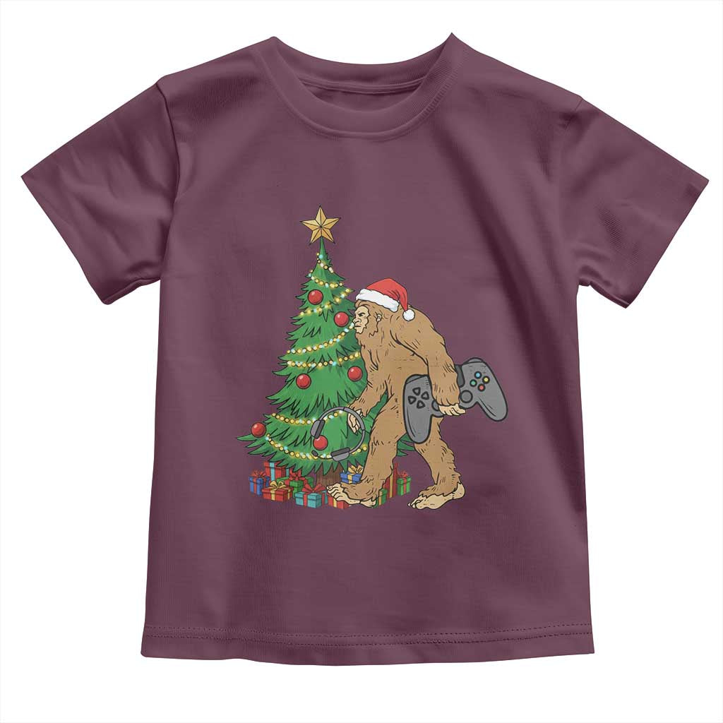 Bigfoot Gamer Christmas Toddler T Shirt Funny Sasquatch Gaming Xmas TS14 Maroon Print Your Wear