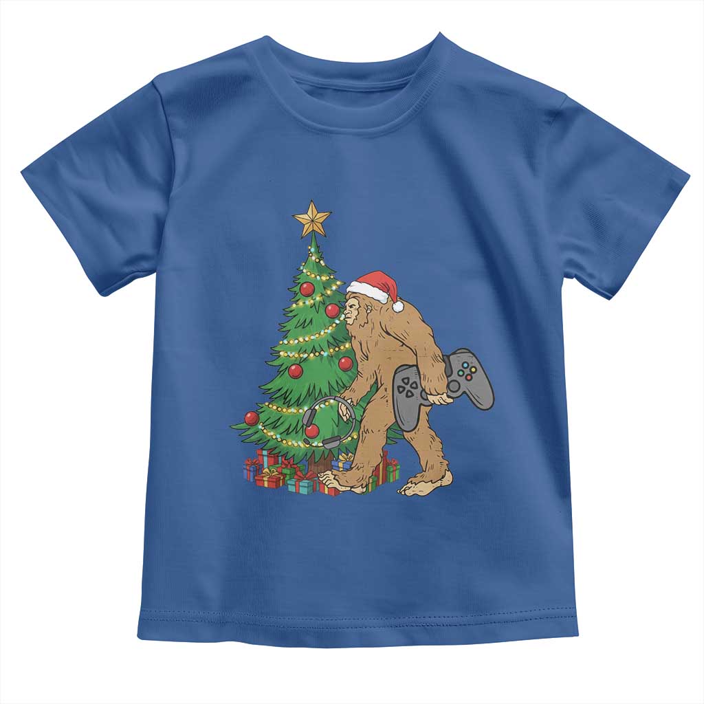 Bigfoot Gamer Christmas Toddler T Shirt Funny Sasquatch Gaming Xmas TS14 Royal Blue Print Your Wear