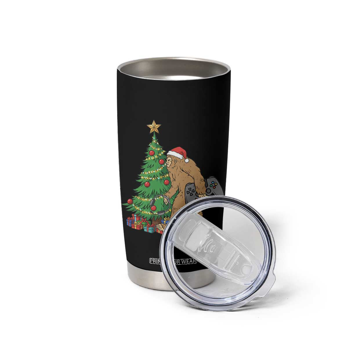 Bigfoot Gamer Christmas Tumbler Cup Funny Sasquatch Gaming Xmas TS14 Print Your Wear