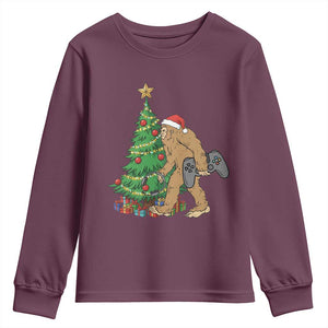 Bigfoot Gamer Christmas Youth Sweatshirt Funny Sasquatch Gaming Xmas TS14 Maroon Print Your Wear