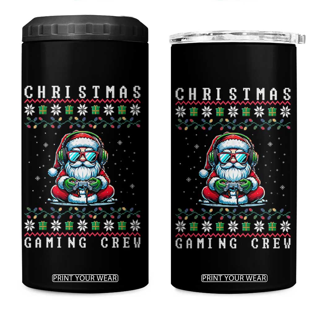 Santa Claus Gamer 4 in 1 Can Cooler Tumbler Christmas Gmaing Crew TS14 One Size: 16 oz Black Print Your Wear
