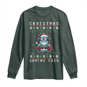 Santa Claus Gamer Long Sleeve Shirt Christmas Gmaing Crew TS14 Dark Forest Green Print Your Wear