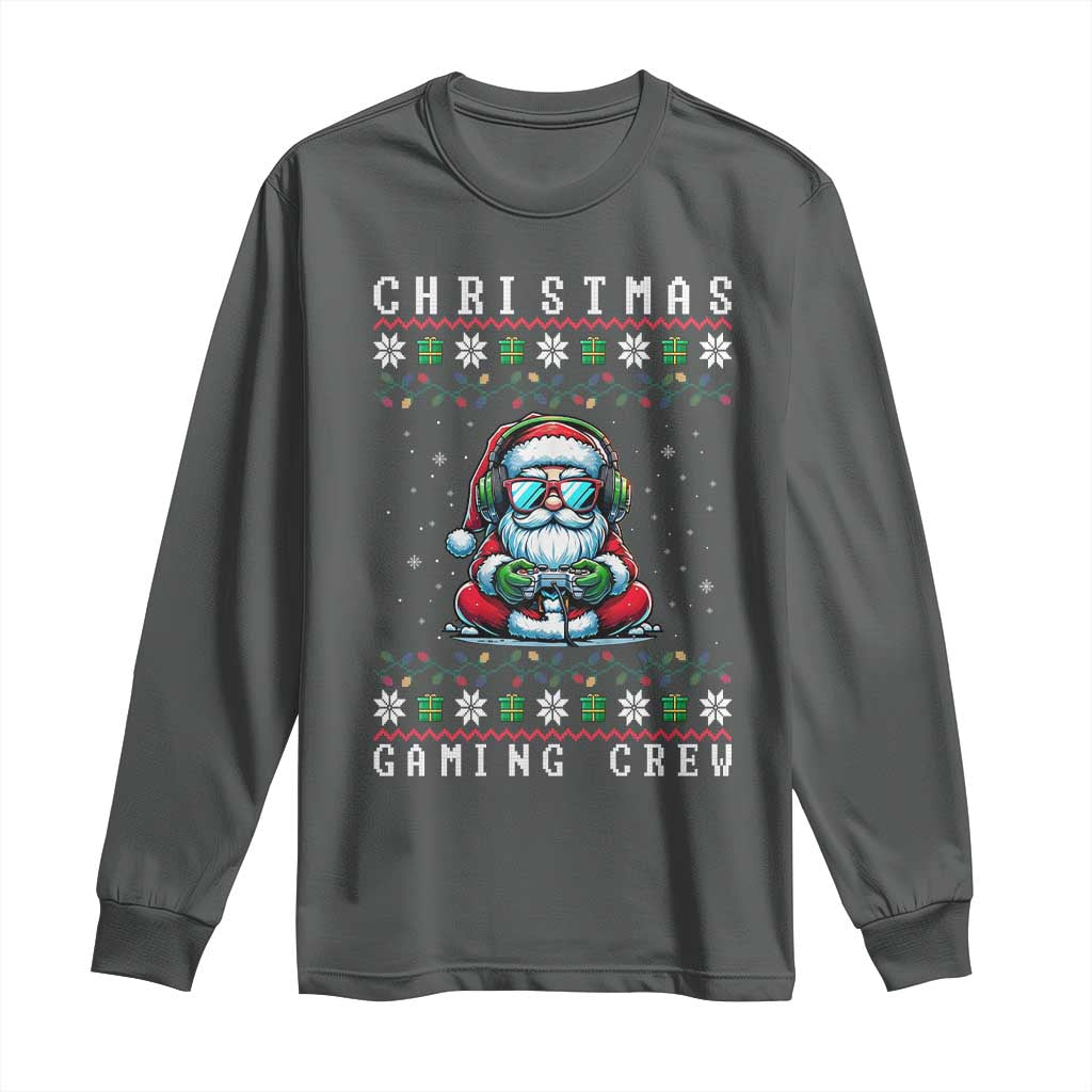 Santa Claus Gamer Long Sleeve Shirt Christmas Gmaing Crew TS14 Dark Heather Print Your Wear