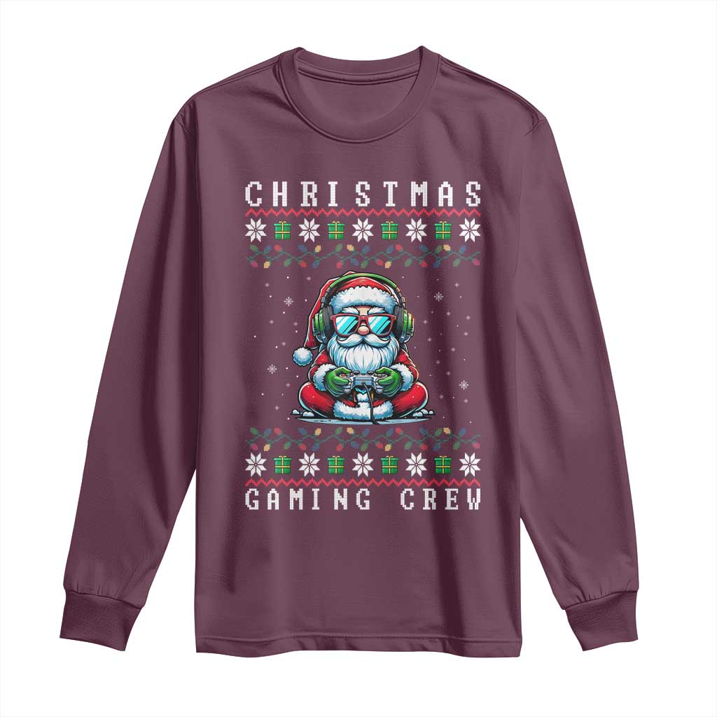 Santa Claus Gamer Long Sleeve Shirt Christmas Gmaing Crew TS14 Maroon Print Your Wear