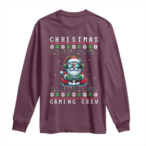 Santa Claus Gamer Long Sleeve Shirt Christmas Gmaing Crew TS14 Maroon Print Your Wear