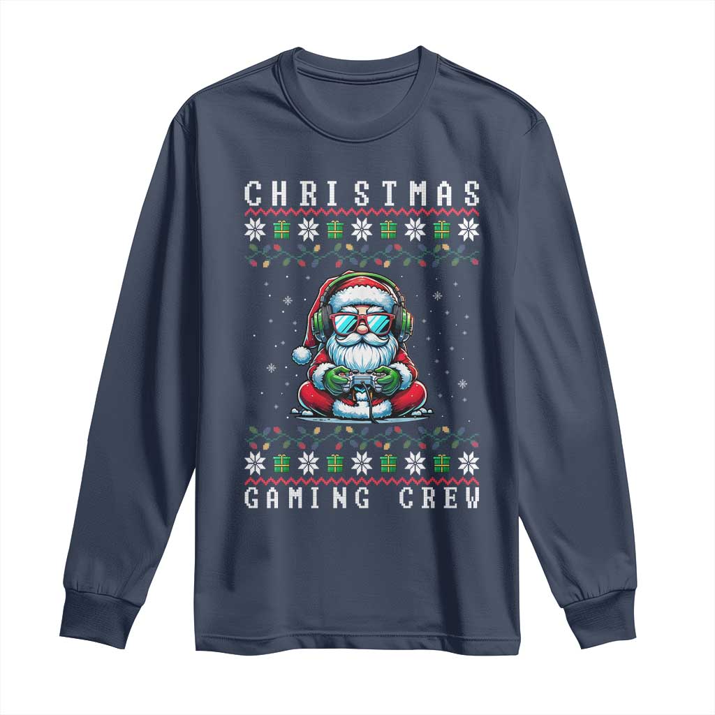 Santa Claus Gamer Long Sleeve Shirt Christmas Gmaing Crew TS14 Navy Print Your Wear