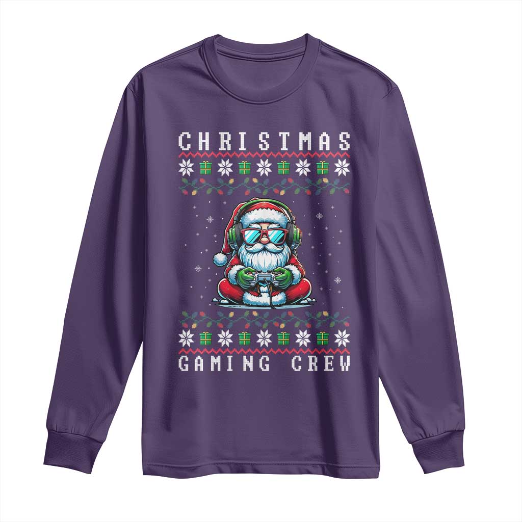 Santa Claus Gamer Long Sleeve Shirt Christmas Gmaing Crew TS14 Purple Print Your Wear