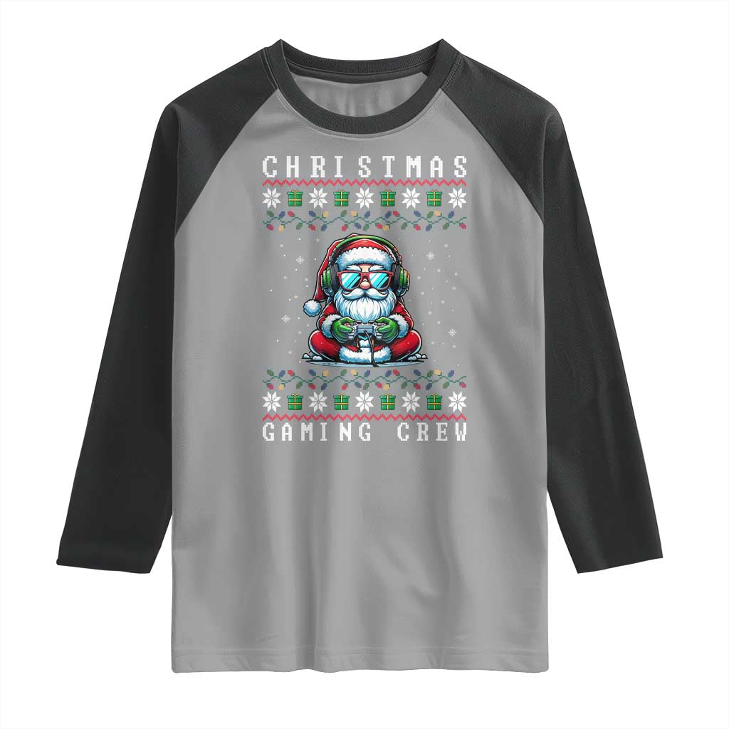 Santa Claus Gamer Raglan Shirt Christmas Gmaing Crew TS14 Sport Gray Black Print Your Wear