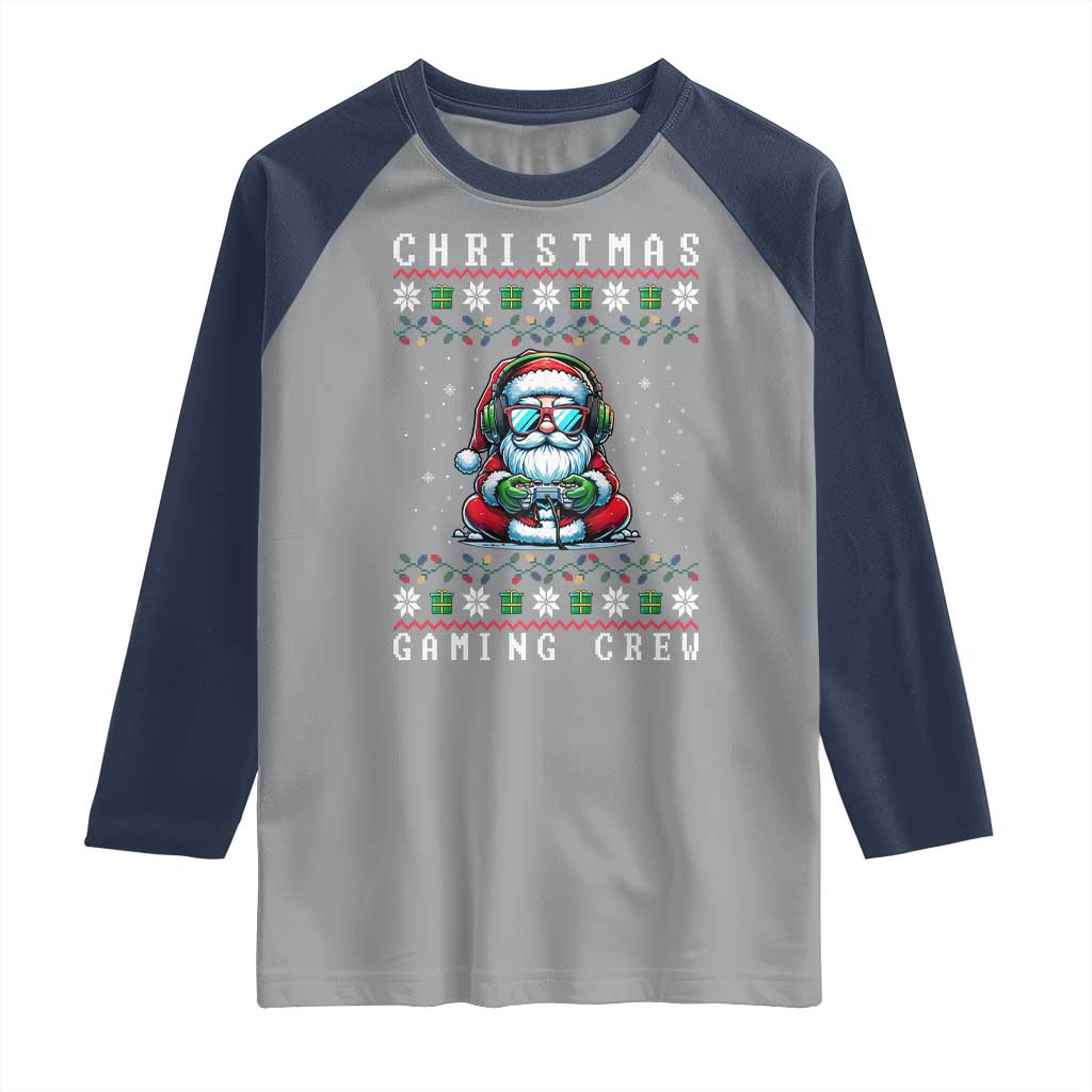 Santa Claus Gamer Raglan Shirt Christmas Gmaing Crew TS14 Sport Gray Navy Print Your Wear