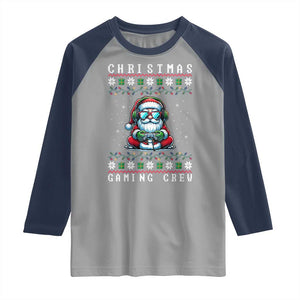 Santa Claus Gamer Raglan Shirt Christmas Gmaing Crew TS14 Sport Gray Navy Print Your Wear