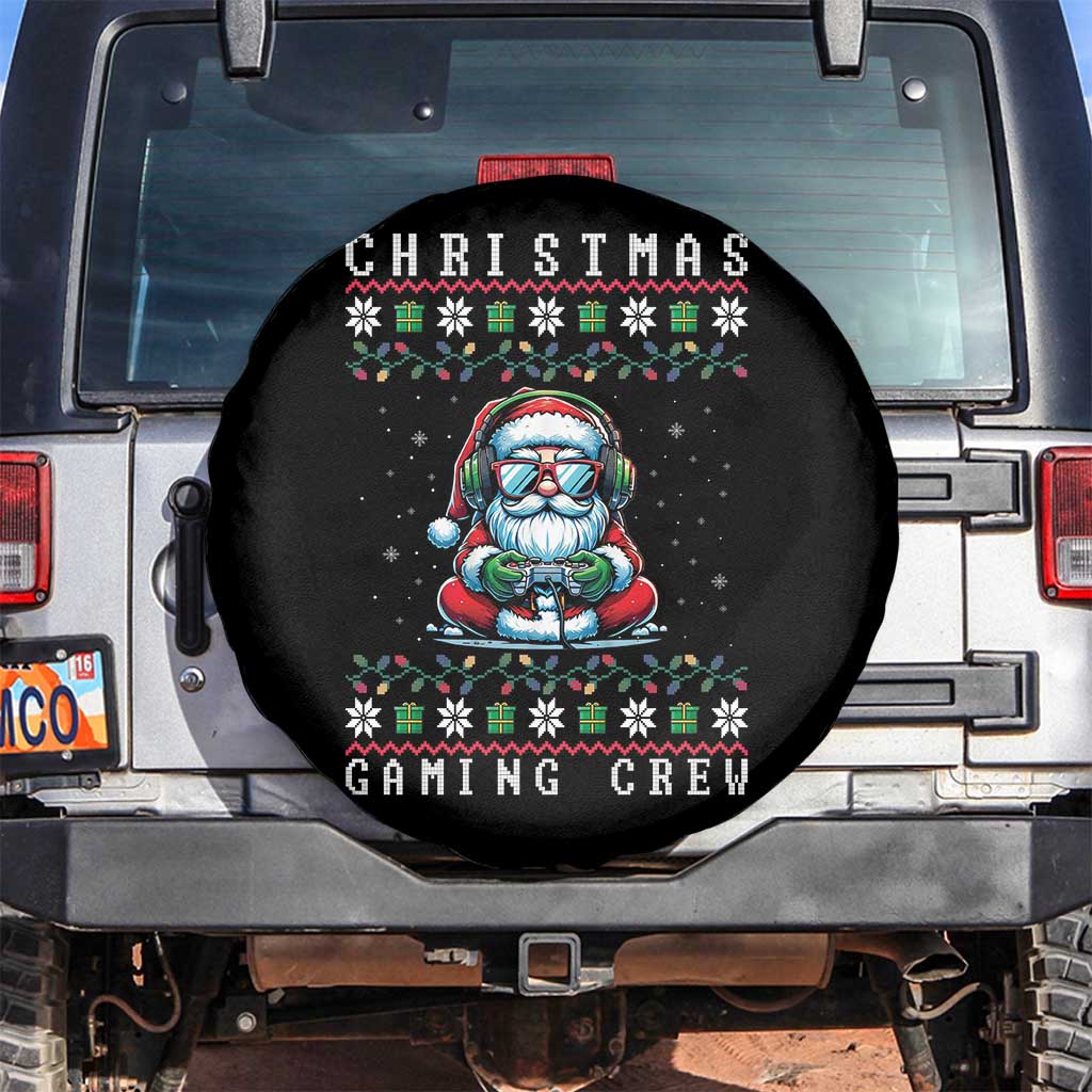Santa Claus Gamer Spare Tire Cover Christmas Gmaing Crew TS14 No hole Black Print Your Wear