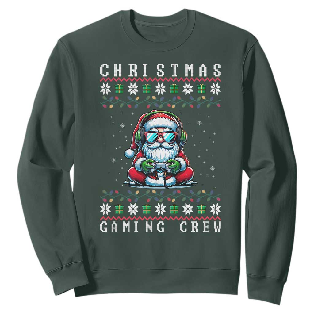 Santa Claus Gamer Sweatshirt Christmas Gmaing Crew TS14 Dark Forest Green Print Your Wear