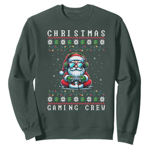 Santa Claus Gamer Sweatshirt Christmas Gmaing Crew TS14 Dark Forest Green Print Your Wear