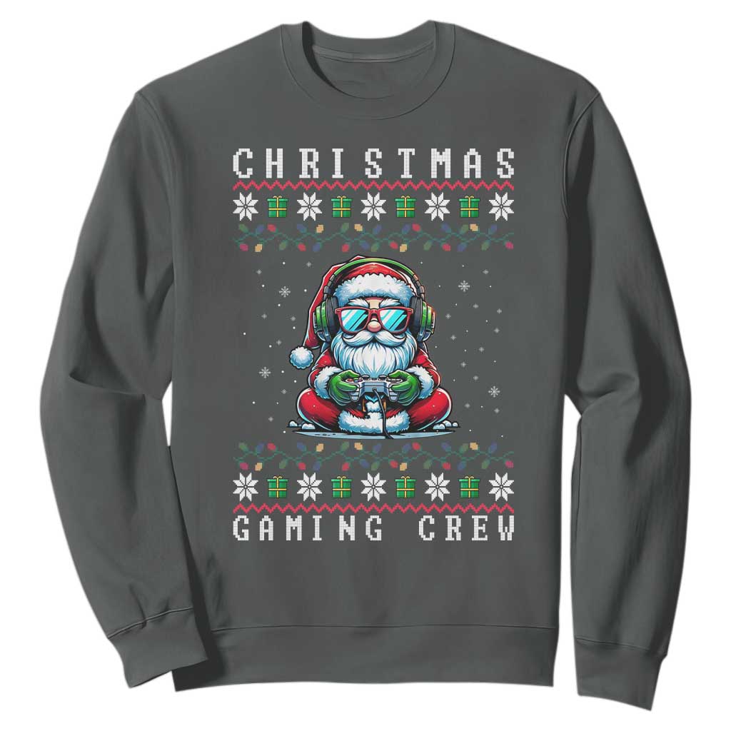 Santa Claus Gamer Sweatshirt Christmas Gmaing Crew TS14 Dark Heather Print Your Wear