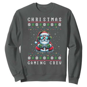 Santa Claus Gamer Sweatshirt Christmas Gmaing Crew TS14 Dark Heather Print Your Wear