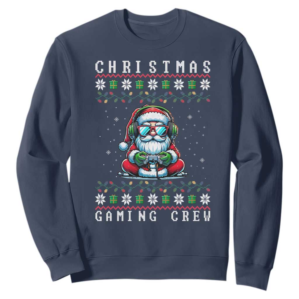 Santa Claus Gamer Sweatshirt Christmas Gmaing Crew TS14 Navy Print Your Wear