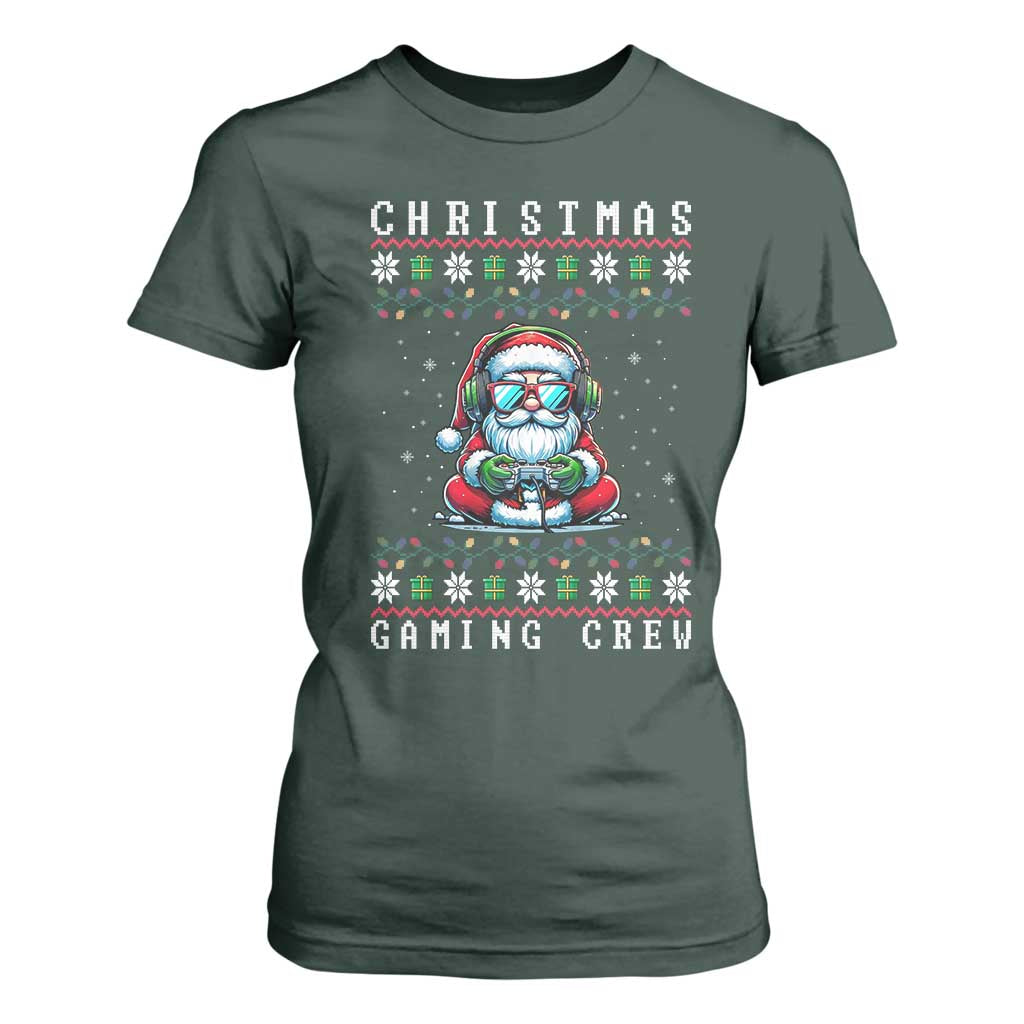 Santa Claus Gamer T Shirt For Women Christmas Gmaing Crew TS14 Dark Forest Green Print Your Wear