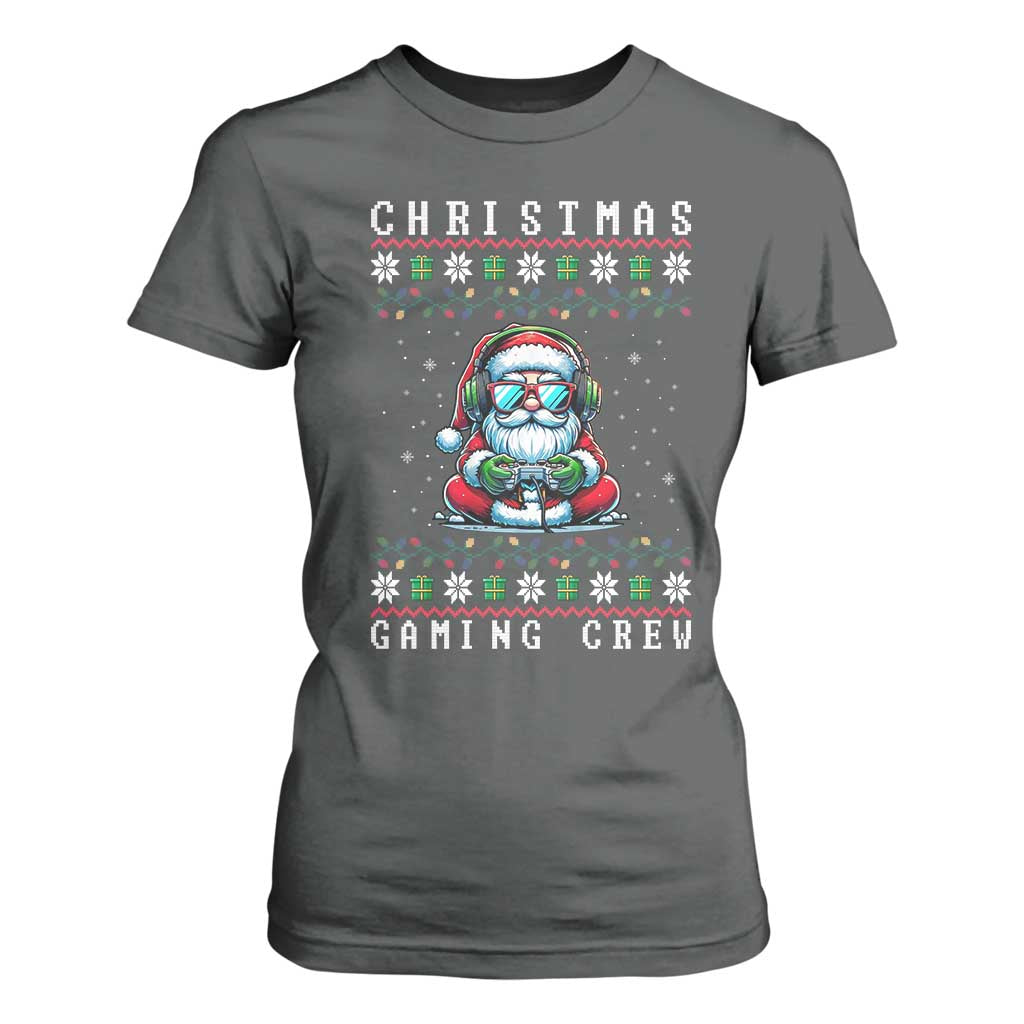Santa Claus Gamer T Shirt For Women Christmas Gmaing Crew TS14 Dark Heather Print Your Wear