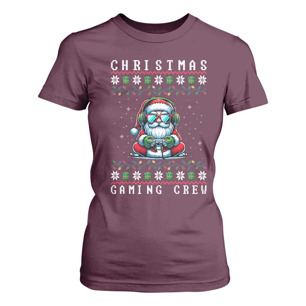 Santa Claus Gamer T Shirt For Women Christmas Gmaing Crew TS14 Maroon Print Your Wear