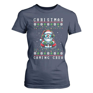 Santa Claus Gamer T Shirt For Women Christmas Gmaing Crew TS14 Navy Print Your Wear