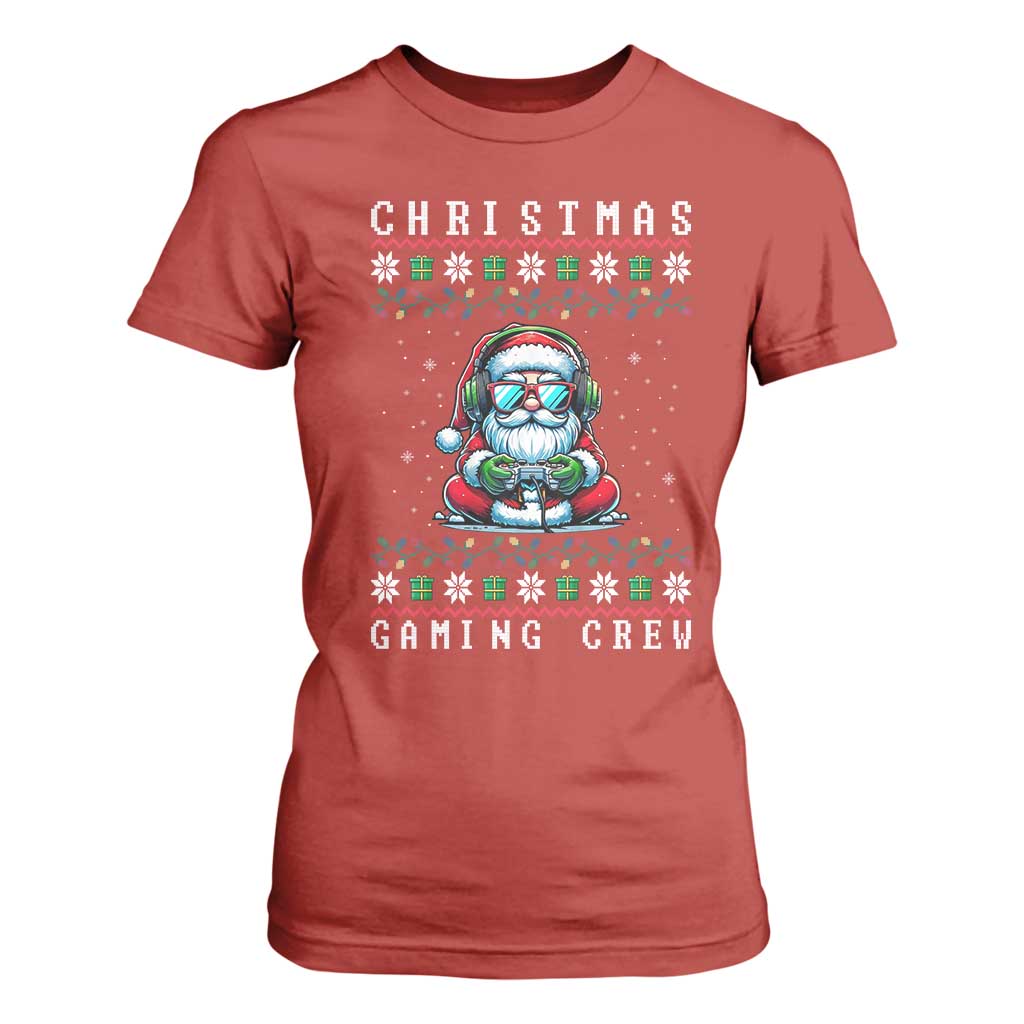 Santa Claus Gamer T Shirt For Women Christmas Gmaing Crew TS14 Red Print Your Wear
