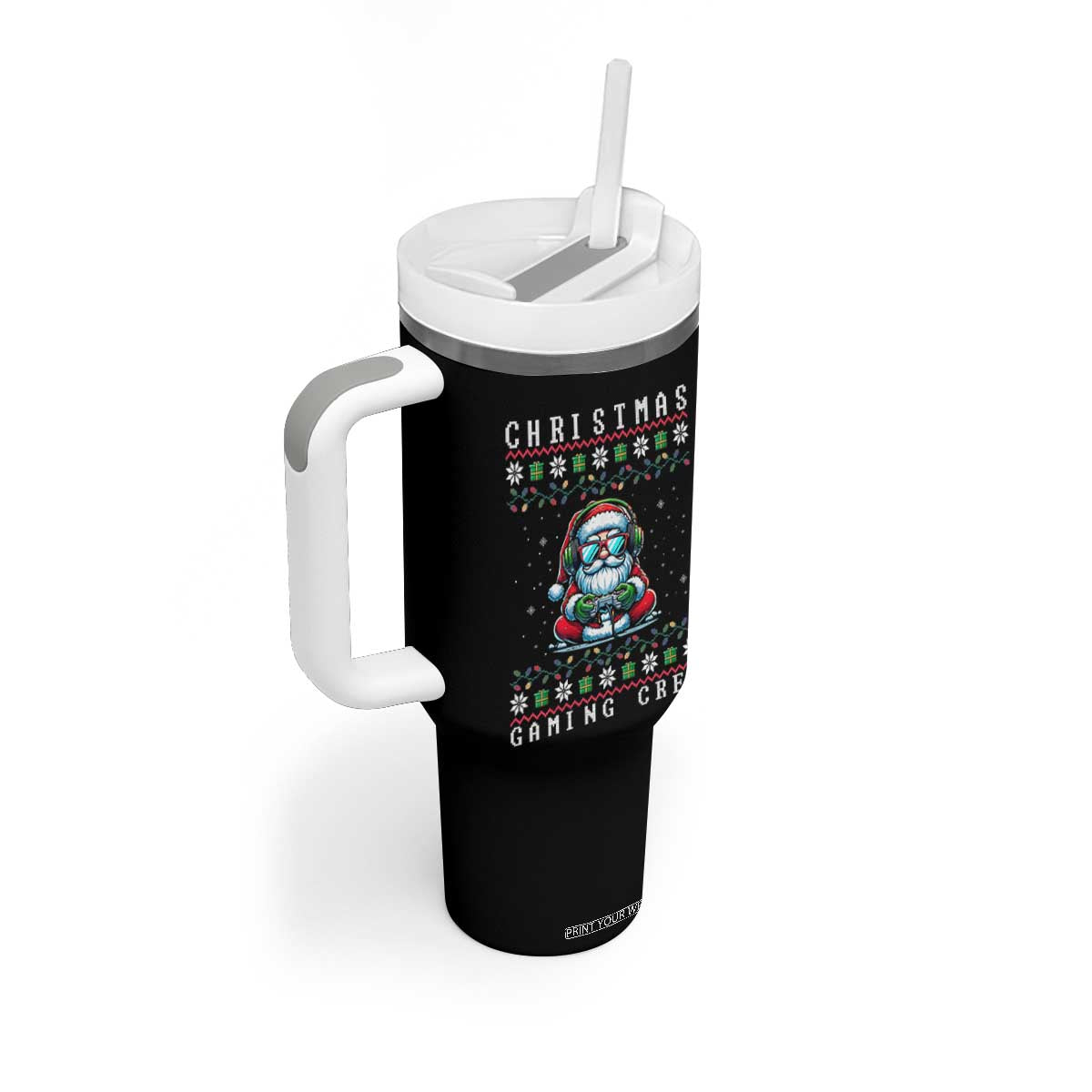 Santa Claus Gamer Tumbler With Handle Christmas Gmaing Crew TS14 Print Your Wear
