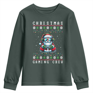 Santa Claus Gamer Youth Sweatshirt Christmas Gmaing Crew TS14 Dark Forest Green Print Your Wear