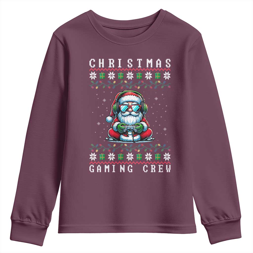 Santa Claus Gamer Youth Sweatshirt Christmas Gmaing Crew TS14 Maroon Print Your Wear