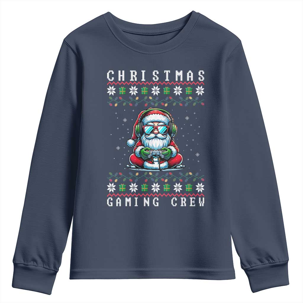 Santa Claus Gamer Youth Sweatshirt Christmas Gmaing Crew TS14 Navy Print Your Wear