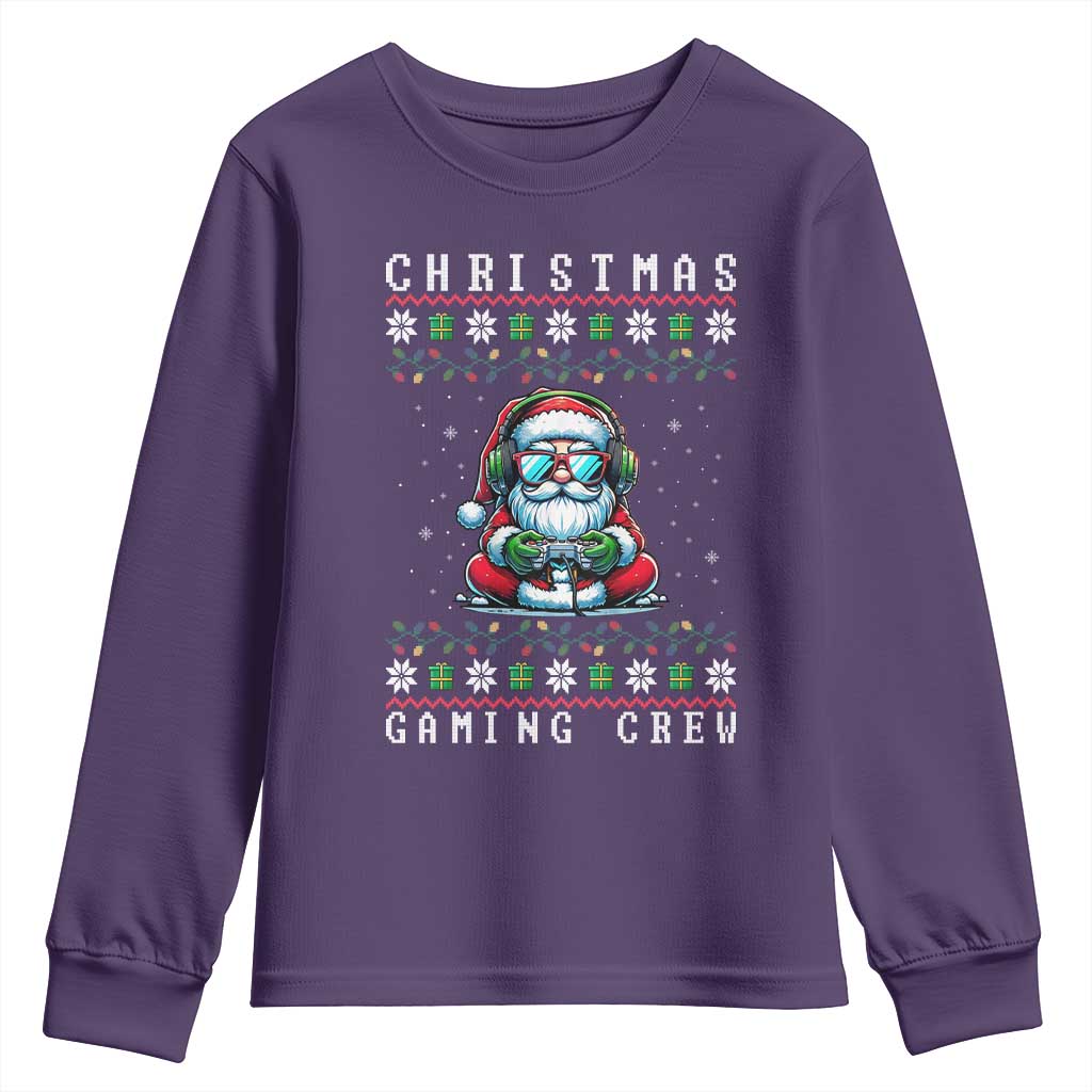 Santa Claus Gamer Youth Sweatshirt Christmas Gmaing Crew TS14 Purple Print Your Wear