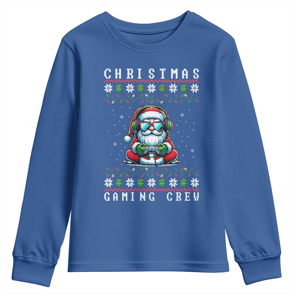 Santa Claus Gamer Youth Sweatshirt Christmas Gmaing Crew TS14 Royal Blue Print Your Wear