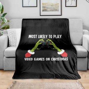 Funny Elf Hand Christmas Throw Blanket Most Likely To Play Video Games On Christmas TS14 Print Your Wear