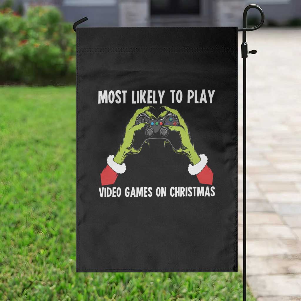 Funny Elf Hand Christmas Garden Flag Most Likely To Play Video Games On Christmas TS14 Print Your Wear