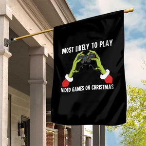 Funny Elf Hand Christmas Garden Flag Most Likely To Play Video Games On Christmas TS14 Print Your Wear