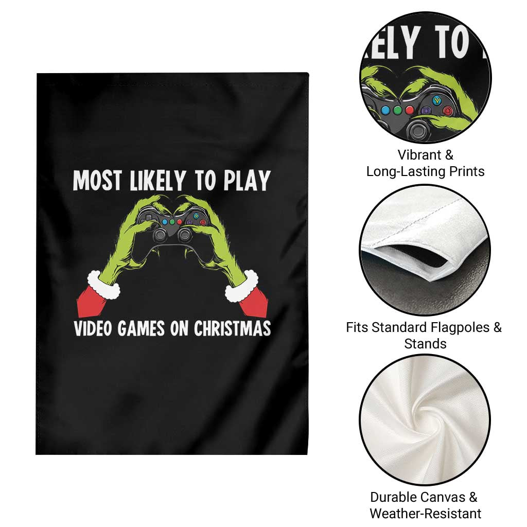 Funny Elf Hand Christmas Garden Flag Most Likely To Play Video Games On Christmas TS14 Print Your Wear