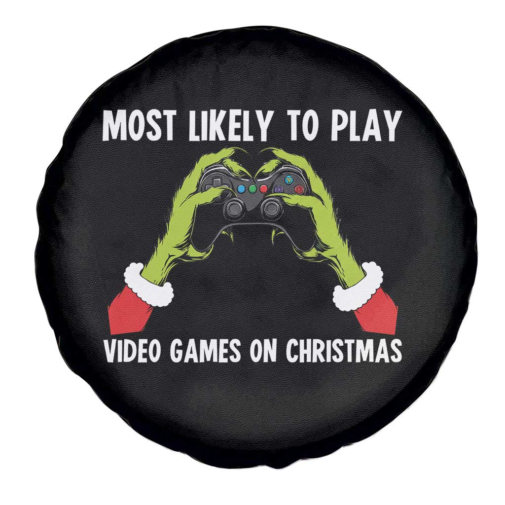 Funny Elf Hand Christmas Spare Tire Cover Most Likely To Play Video Games On Christmas TS14 Print Your Wear