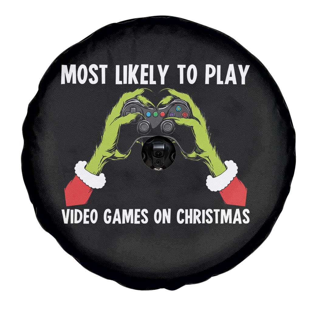Funny Elf Hand Christmas Spare Tire Cover Most Likely To Play Video Games On Christmas TS14 Print Your Wear