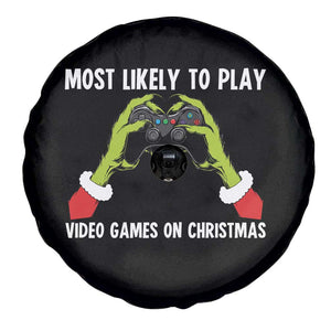 Funny Elf Hand Christmas Spare Tire Cover Most Likely To Play Video Games On Christmas TS14 Print Your Wear
