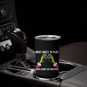 Funny Elf Hand Christmas Tumbler Cup Most Likely To Play Video Games On Christmas TS14 Print Your Wear
