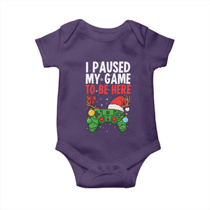 Funny Gaming Christmas Baby Onesie I Paused My Game To Be Here TS14 Purple Print Your Wear