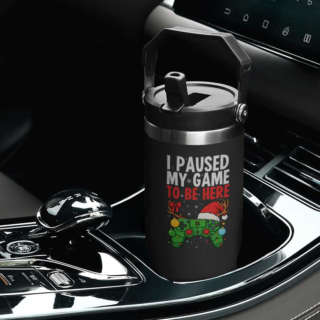 Funny Gaming Christmas Flip Straw Tumbler I Paused My Game To Be Here TS14 Print Your Wear
