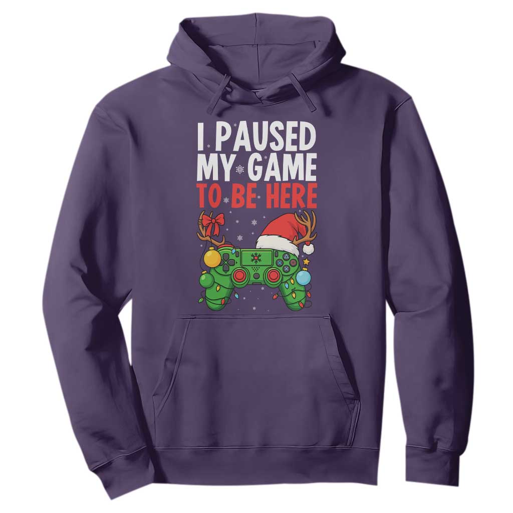Funny Gaming Christmas Hoodie I Paused My Game To Be Here TS14 Purple Print Your Wear