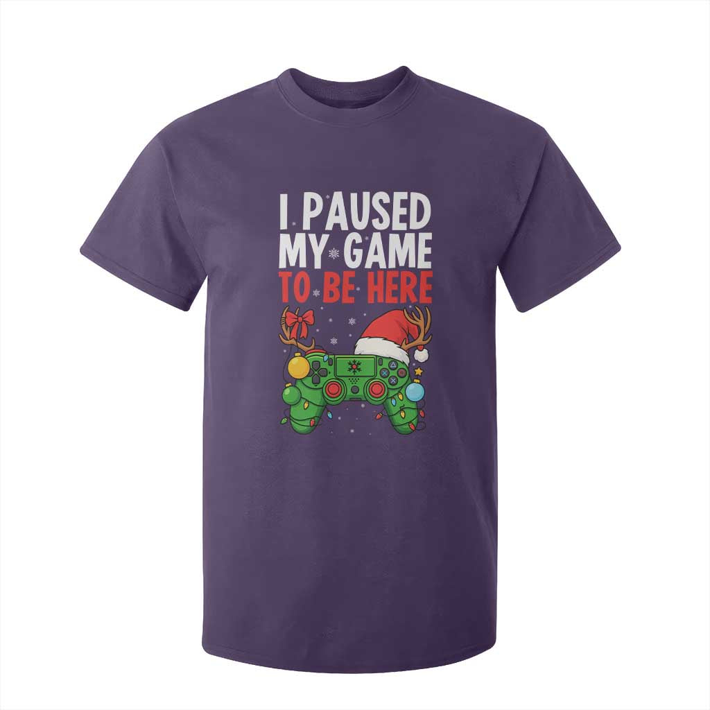 Funny Gaming Christmas T Shirt For Kid I Paused My Game To Be Here TS14 Purple Print Your Wear
