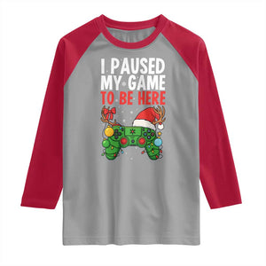 Funny Gaming Christmas Raglan Shirt I Paused My Game To Be Here TS14 Sport Gray Red Print Your Wear