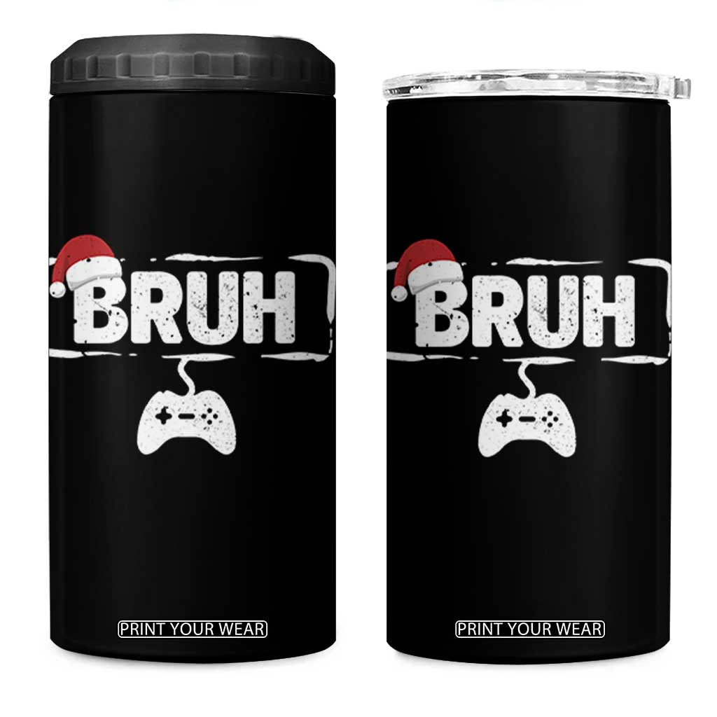 Funny Gaming Christmas 4 in 1 Can Cooler Tumbler Gamer Bruh Video Game TS14 One Size: 16 oz Black Print Your Wear