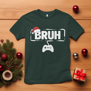 Funny Gaming Christmas T Shirt Gamer Bruh Video Game TS14 Dark Forest Green Print Your Wear