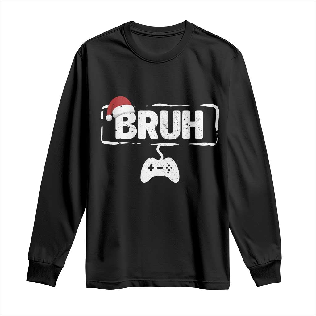 Funny Gaming Christmas Long Sleeve Shirt Gamer Bruh Video Game TS14 Black Print Your Wear