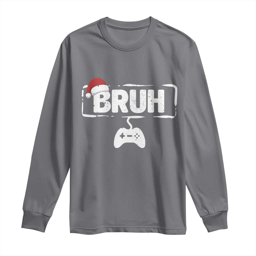 Funny Gaming Christmas Long Sleeve Shirt Gamer Bruh Video Game TS14 Charcoal Print Your Wear