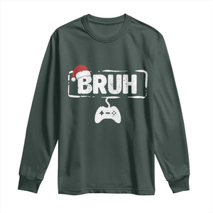 Funny Gaming Christmas Long Sleeve Shirt Gamer Bruh Video Game TS14 Dark Forest Green Print Your Wear